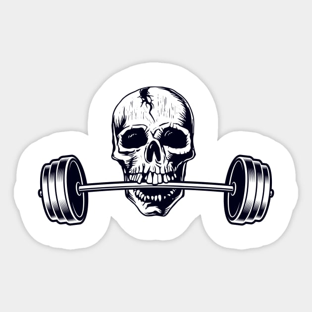 Weightlifters Graphic, Powerlifting Lift Heavy Barbell Skull Design Sticker by ScottsRed